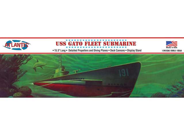 WWII Gato Class Fleet Submarine, plastic modelkit 1:240 Atlantis Model