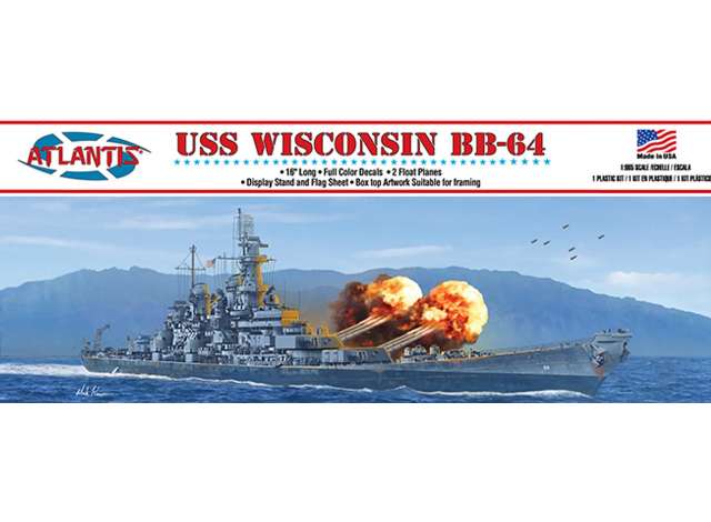 USS Wisconsin BB-64 Battleship 16 Inch, plastic modelkit 1:600 Atlantis Model