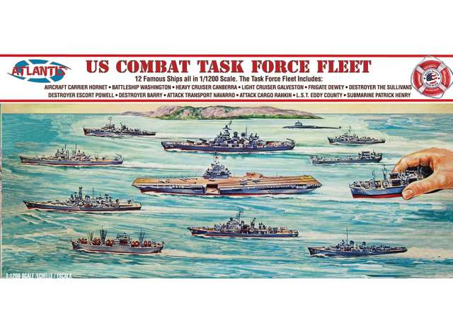 US Navy Task Force Set 12 Different Ships, plastic modelkit 1:1200 Atlantis Model