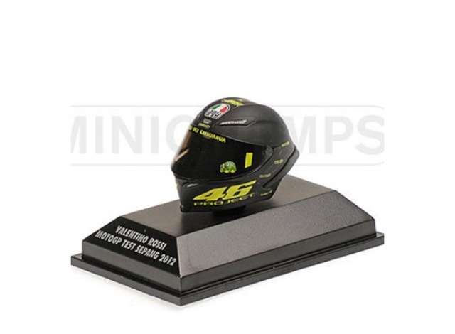 Pre-Order – 2012 Helmet Valentino Rossi MotoGP Test Sepang, black/yellow 1:10 Minichamps Model (mc315120076) – ETA. July/August 2026