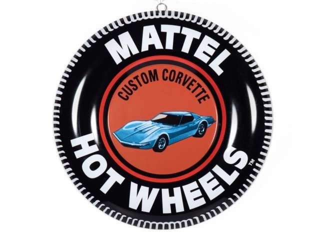 Hot Wheels Collector Button Tin Sign *Custom Corvette* Auto World Model