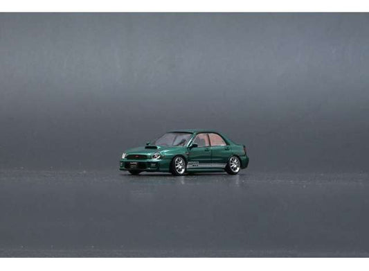 2001 Subaru Impreza WRX JDM RHD with Extra Wheels, custom green 1:64 BM Creations Model