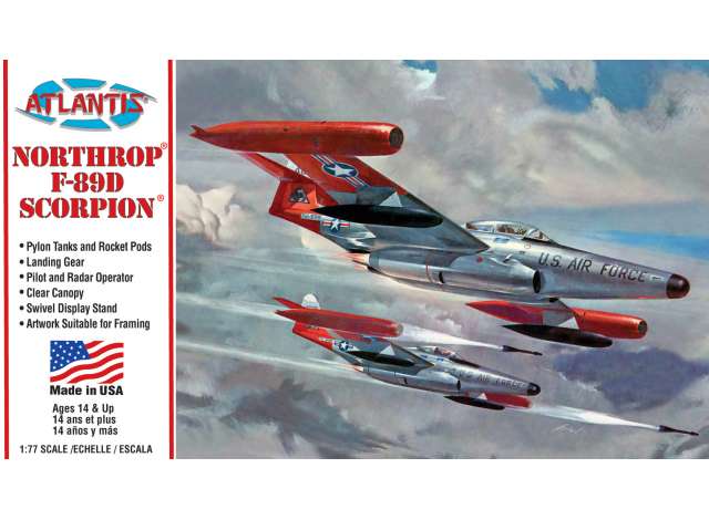 Northrop F-89D Scorpion with Swivel Stand, plastic modelkit 1:80 Atlantis Model