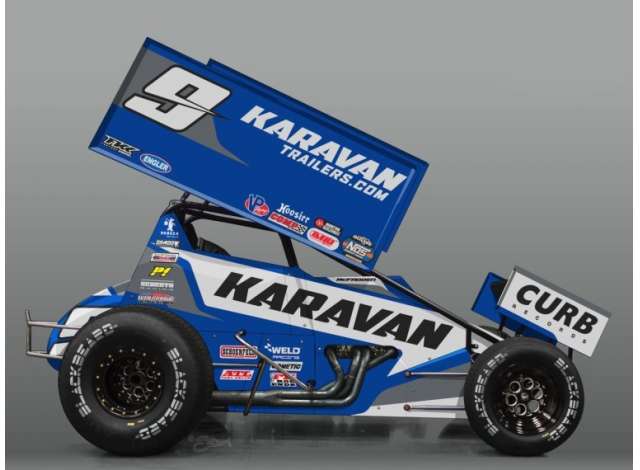 2021 Karavan Trailers Sprint Car #9 James McFadden, blue/white 1:18 Acme Diecast Model