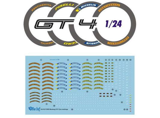 Ford Mustang GT4 Tyre markings - Decals 1:24 Blue Stuff Model