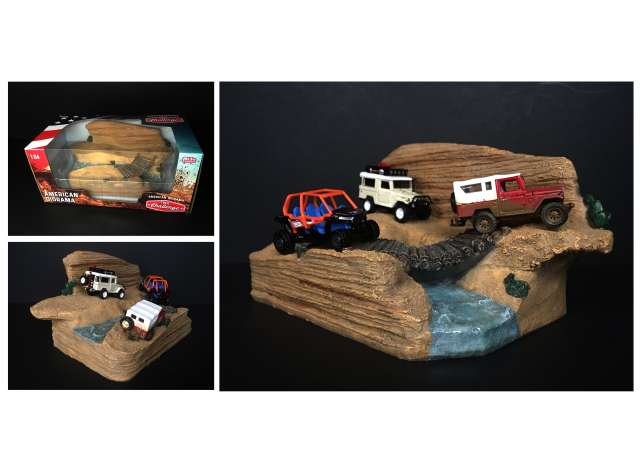Trial Challenge diorama. Good for 2 or 3 (3inch) models. 1:64 American Diorama Model