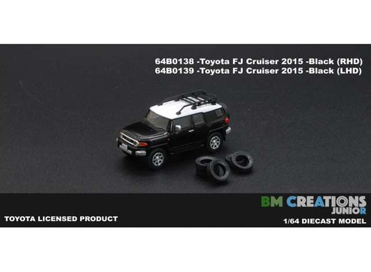 2015 Toyota FJ Cruiser right hand drive, black with white roof 1:64 BM Creations Model