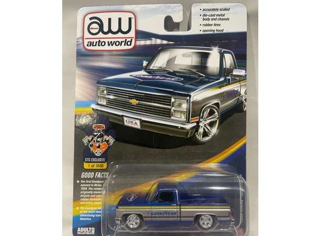 1983 Chevrolet Silverado *Goodyear*, silver/blue/yellow 1:64 Auto World Model