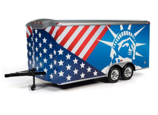 Enclosed Trailer *Patriotic*, red/white/blue 1:18 Auto World Model
