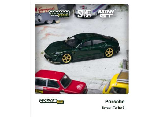 1/64 MINI GT MGT00274-R PORSCHE TAYCAN TURBO S MIDNIGHT GREEN SHMEE 150 COLLECTION RHD