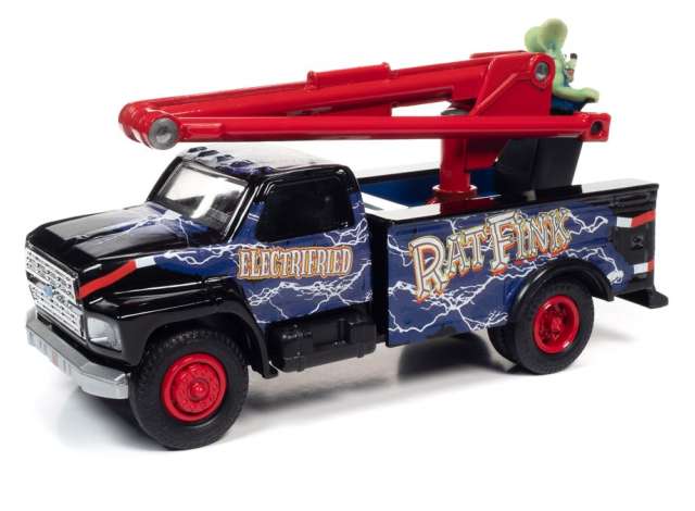 Rat Fink 1990 Ford Utility Bucket Truck, black/blue/red 1:34 Auto World Model