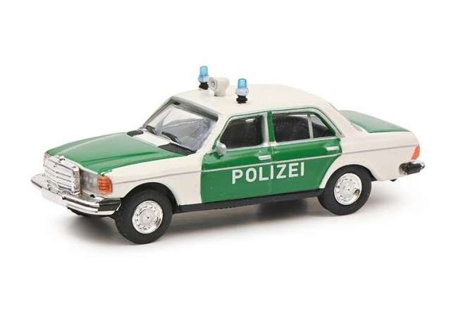 Available To Order – Mercedes Benz 280E *Polizei*, white/green 1:87 Schuco Model (SCHUCO26689)