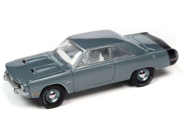 1971 Dodge Dart Swinger 340 Special, light gunmetal poly with black rear stripe 1:64 Auto World Model