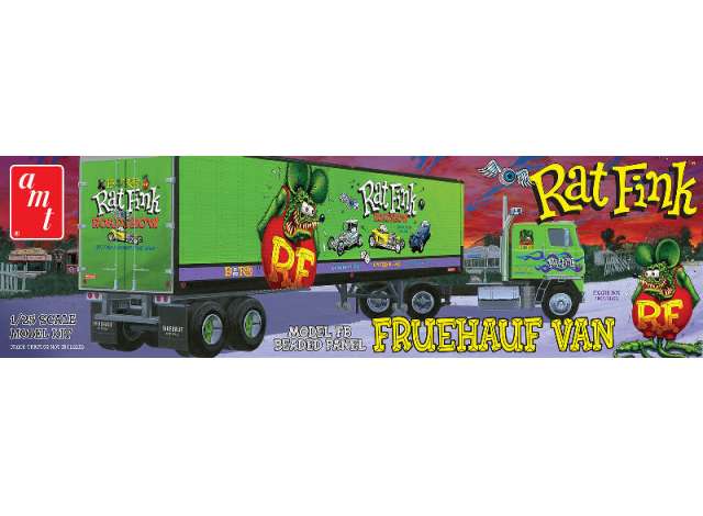 Fruehauf Beaded Van Trailer Hauler Rat Fink, plastic modelkit 1:25 AMT Model