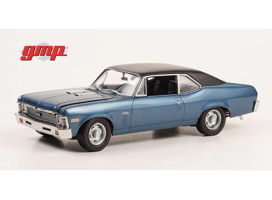 Pre-Order – 1969 Chevrolet Nova *The Mod Squad 1968-73 TV Series*, blue with black vinyl top 1:18 GMP Model (gmp18973) – ETA. September 2026
