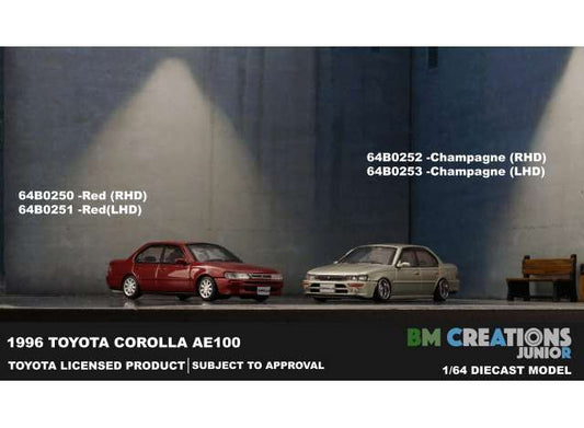 Toyota 1996 Corolla AE100, champagne left hand drive 1:64 BM Creations Model