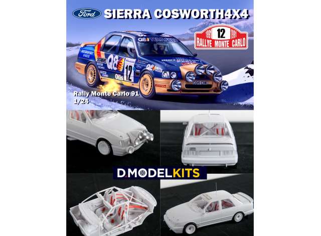 Ford Sierra Cosworth 4x4 Rally Monte Carlo #12 1991, plastic modelkit 1:24 DM Modelkits Model