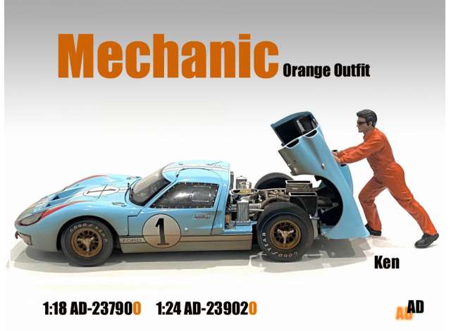 Mechanic Ken, orange (Car not included). 1:24 American Diorama Model
