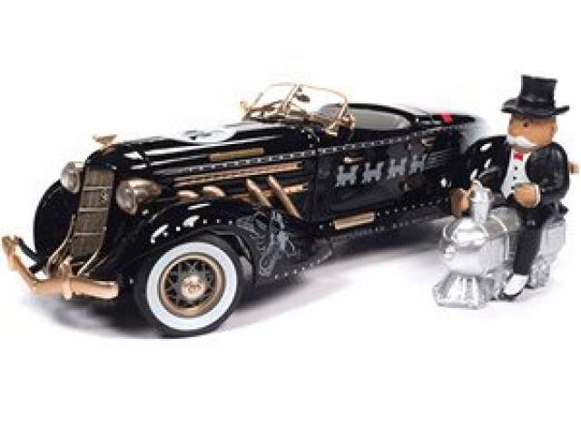 1935 Auburn 851 Speedster Monopoly, Black with Matte Gold 1:18 Auto World Model