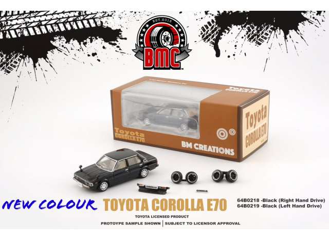 Toyota Corolla E70, black right hand drive 1:64 BM Creations Model