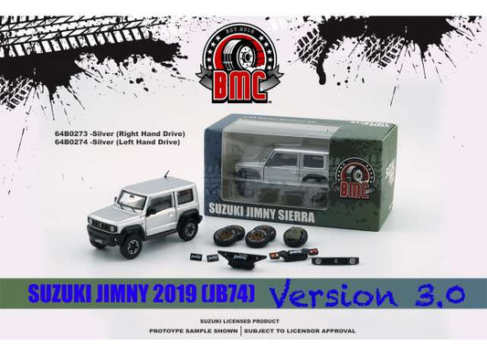 2019 Suzuki Jimny Sierra, silver left hand drive with lots of Extra Parts 1:64 BM Creations Model