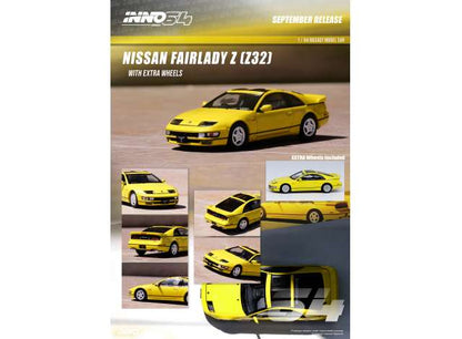 Nissan Fairlady Z (Z32) Yellow Pearlglow with Extra Wheels 1:64 Inno64 Model (IN64-300ZX-YLPG)