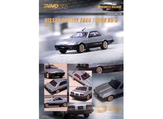 1:64 INNO64 IN64-R30-SLBL NISSAN SKYLINE 2000 TURBO RS-X (DR30), SILVER/BLACK WITH GOLD RIMS