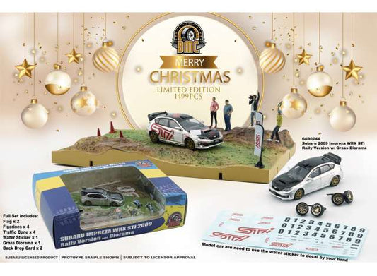 Subaru Impreza WRX STi 2009 with Grass Rally Diorama Country Side. 1:64 BM Creations Model