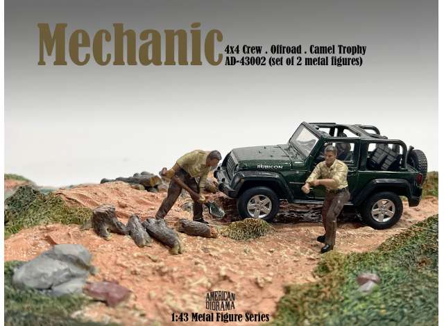 Mechanic Crew 4x4 Camel Trophy Set of 2 Metal Figures #2 1:43 American Diorama Model