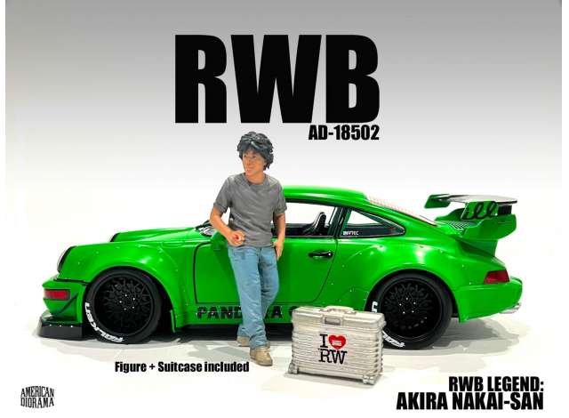 RWB Legend Akira Nakai-San Figure & Suitcase 1:18 American Diorama Model