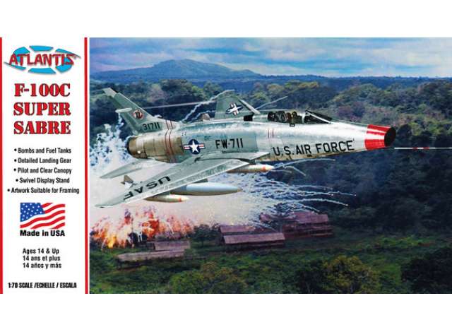 F-100C Super Sabre, plastic modelkit 1:70 Atlantis Model