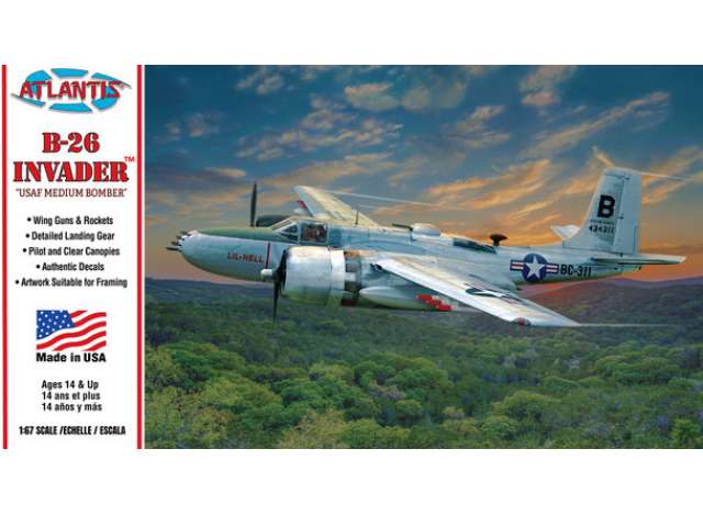 B-26 Invader Medium Bomber USAF, plastic modelkit 1:67 Atlantis Model