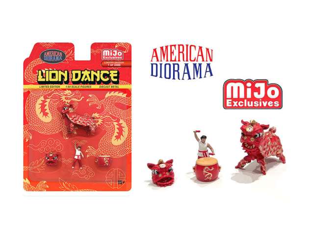 Lion Dance, red 1:64 American Diorama Model