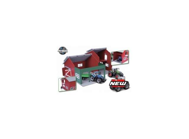 10cm Farmland Play set, Farm shed with Fendt 1050 tractor, various Bburago Model