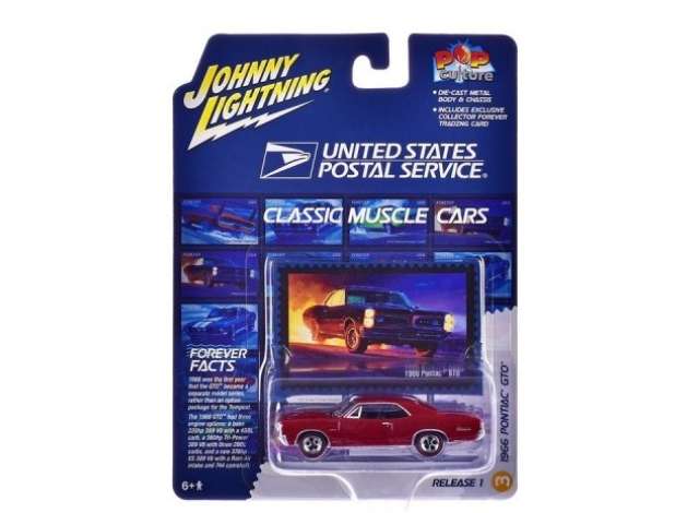 Pre-Order – 1966 Pontiac GTO *USPS*, Montero red 1:64 Johnny Lightning Model (JLSP372) – ETA. September 2026