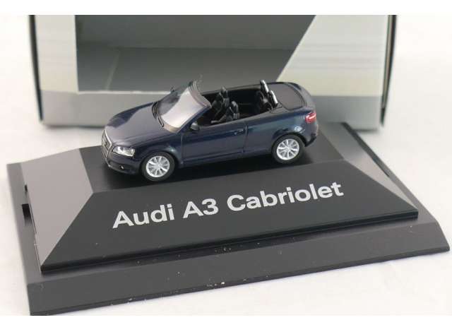 2008 Audi A3 Cabriolet *in Dealer packaging*, blue 1:87 Herpa Model