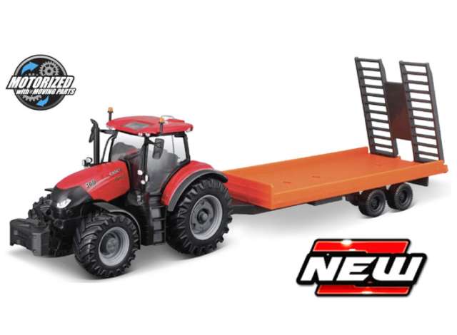 10cm Case IH OPTUM CVX 300 with Trailer, red/black Bburago Model