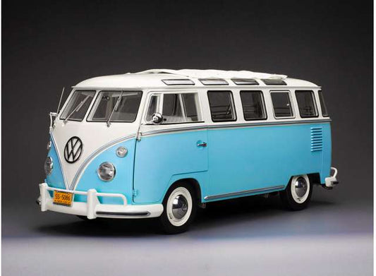 Pre-Order – 1962 Volkswagen Samba, white/blue 1:12 SunStar Model (sun5086) – ETA. September 2026