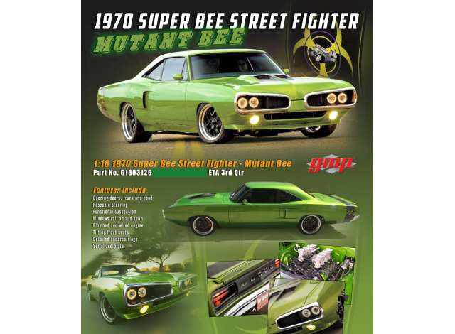 Pre-Order – 1970 Dodge Super Bee Street Fighter *Mutant Bee*, green 1:18 Acme Diecast Model (gmp1803126) – ETA. July/August 2026