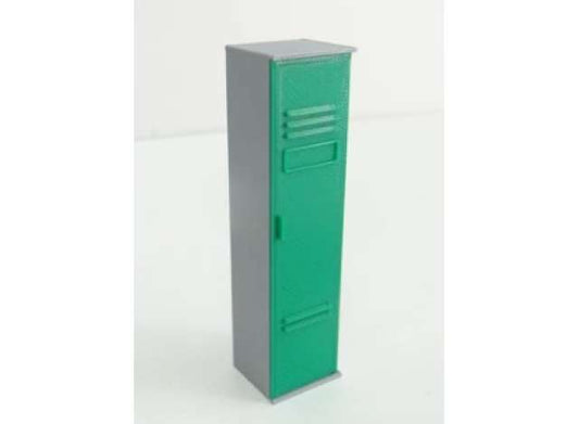 Pre-Order – Single locker shelf, grey/green  Dimensions: W 27 mm x D 29 mm x H 105 mm Materials: Plastic (PLA) High-quality 3D printed 1:18 Dioramatoys Model (DT31873greygreen) – ETA. September 2026