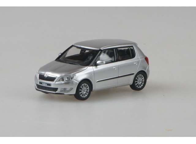 2013 Skoda Fabia II FL, brilliant silver metallic 1:43 Abrex Model