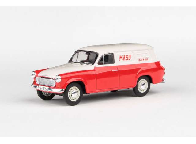 1965 Skoda 1202 Panel Van, Meat and Sausages, red/cream 1:43 Abrex Model
