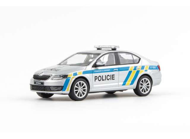 2012 Skoda Octavia III Police CZ, silver/blue/yellow 1:43 Abrex Model