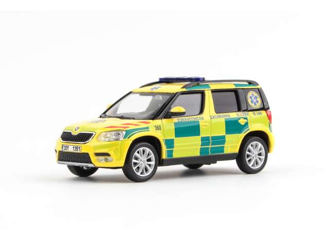 2013 Skoda Yeti FL EMS Of Central Bohemia Region 360, yellow/green 1:43 Abrex Model
