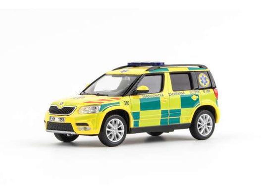 2013 Skoda Yeti FL EMS Of Central Bohemia Region 360, yellow/green 1:43 Abrex Model