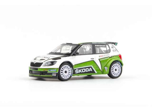 2010 Skoda Fabia II FL S2000, Skoda Motorsport Design 2012 II, Asphalt wheels, white/green 1:43 Abrex Model