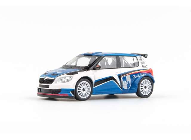 2010 Skoda Fabia II FL S2000, BFO Skoda Rally Team *Loix* Design 2001, white/blue 1:43 Abrex Model