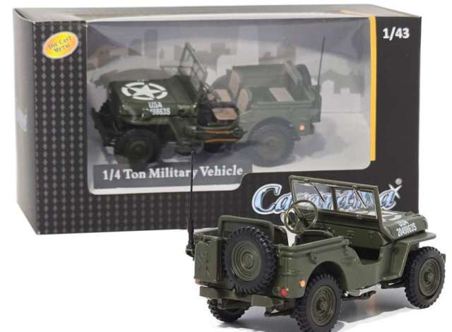 Abrex Cararama Ton Military Vehicle with Gun -US Version 2, green 1:43 Abrex Model