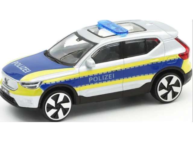 2022 Volvo EX40 *Polizei*, white/blue/yellow 1:43 Bburago Model