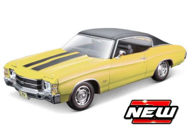 Pre-Order – 1971 Chevrolet Chevelle SS 454 Sport Coupe, yellow/black 1:18 Maisto Model (mai31890Y) – ETA. July/August 2026